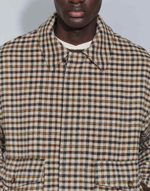 Topman afslappet pasform harrington i imiteret uld med tern og dobbelt lynlås i neutral, 4 af 5