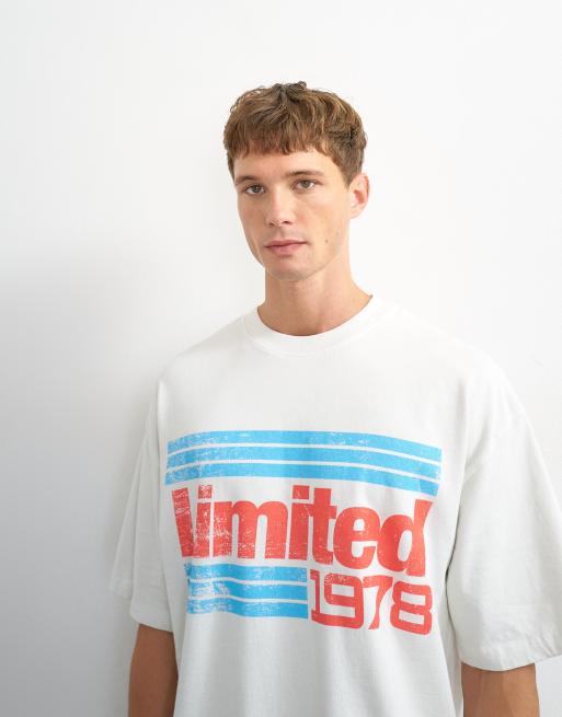 Topman afslappet T-shirt i vintage limited-print i ecru, 4 af 5