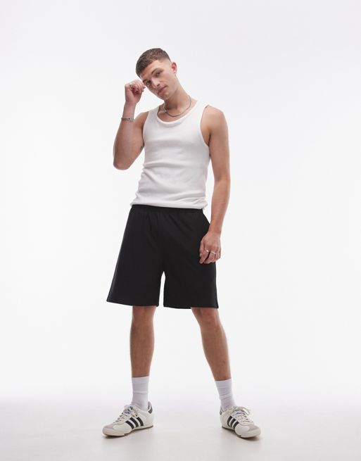 Topman - Airtex - Sorte og oversized knitted shorts