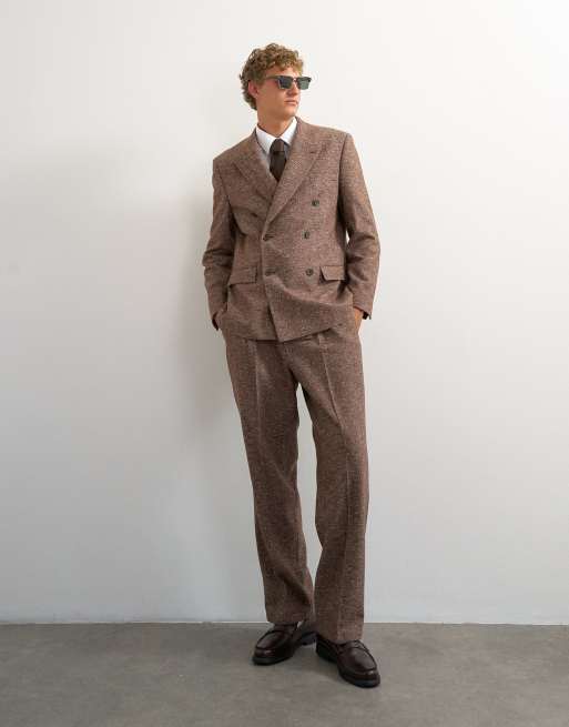 Topman - americana de doble botonadura con textura y corte holgado en marrón, 2 de 5