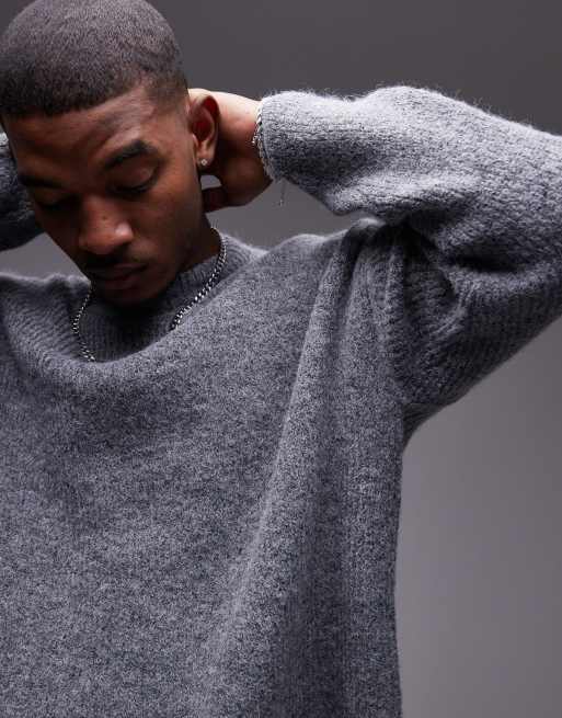 Topman – Angerauter Pullover in Grau mit lockerer Passform, 2 von 4