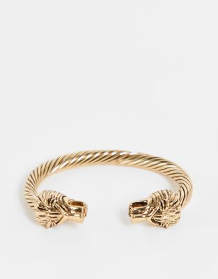 Topman animal end cuff bracelet in gold - ASOS Price Checker