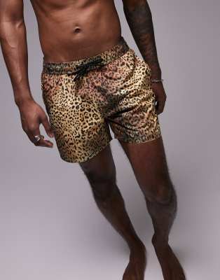 Topman Animal Print Swim Shorts-multi In Multi