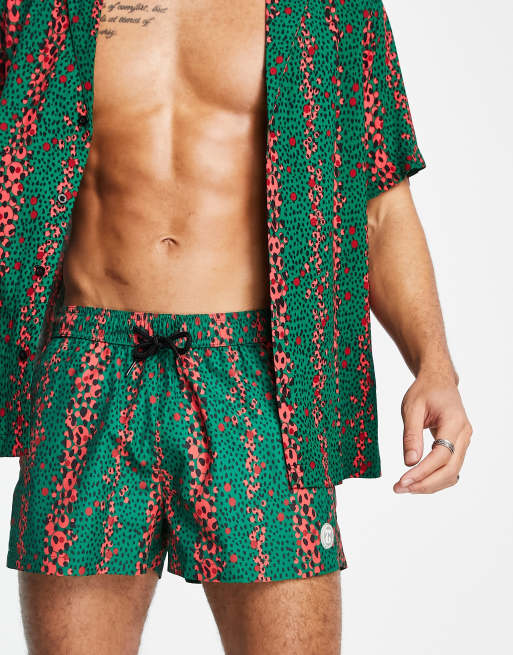 black print jet Topman swim in shorts | Cra-wallonieShops green animal industries alpha | stripe shorts camo