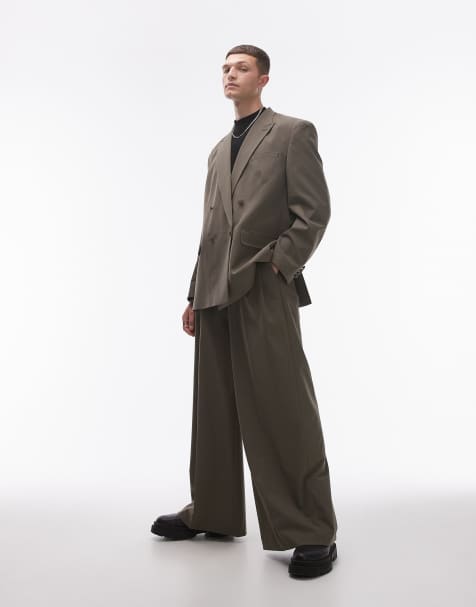 Topman – Anzug in Khaki mit schmalem Schnitt und zweireihiger Anzugjacke - view 1