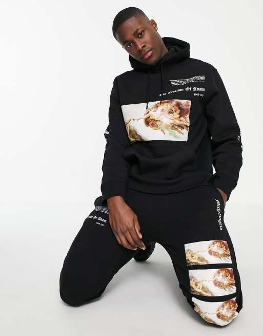 Topman - APOH - Joggingbroek met print van Michelangelo in zwart