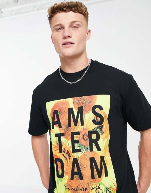 Topman - Apoh - T-shirt à motif tournesol - Noir