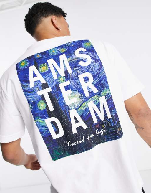 Topman – APOH – Weißes T-Shirt mit Van Gogh-Print am Rücken