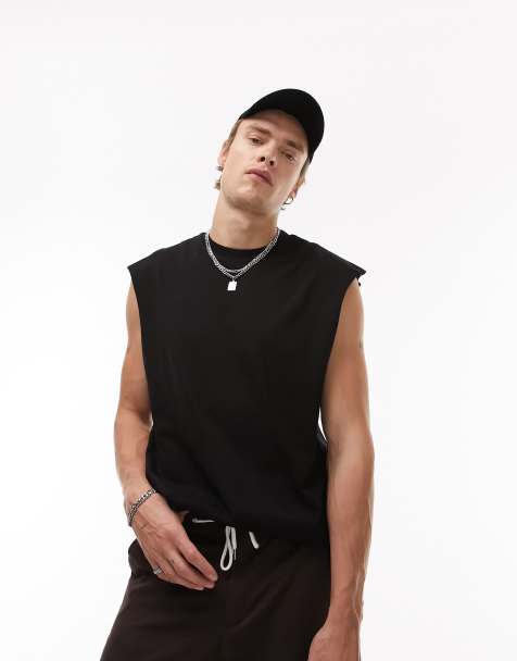 Topman – Ärmelloses Oversize-T-Shirt in Schwarz - view 1