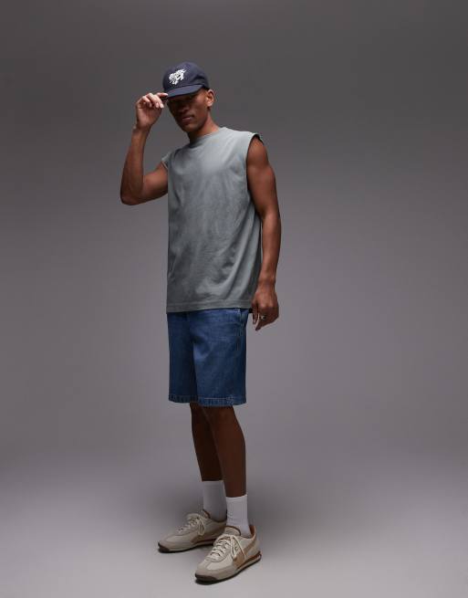Topman – Ärmelloses Relaxed-Fit-T-Shirt in verwaschenem Salbeigrün, 3 von 4