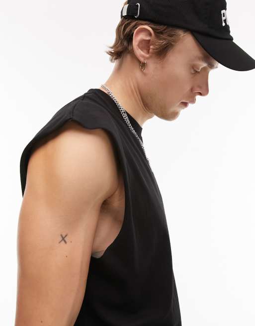 Topman – Ärmelloses T-Shirt in Schwarz mit lockerem Schnitt, 2 von 4
