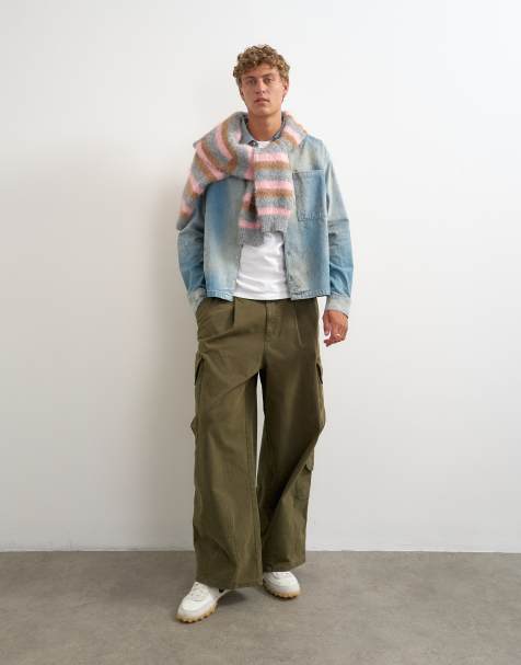 Topman avslappnad denimskjorta med slitningar i ljus tvätt - view 1