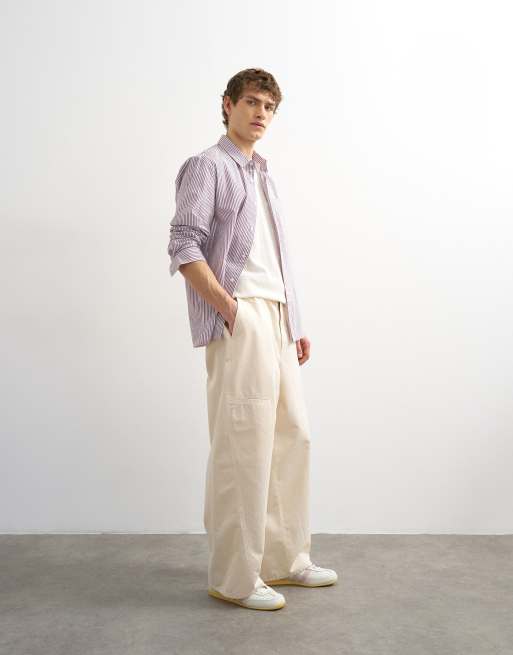 Topman - Baggy broek met zijzakken in crème, 4 van 5
