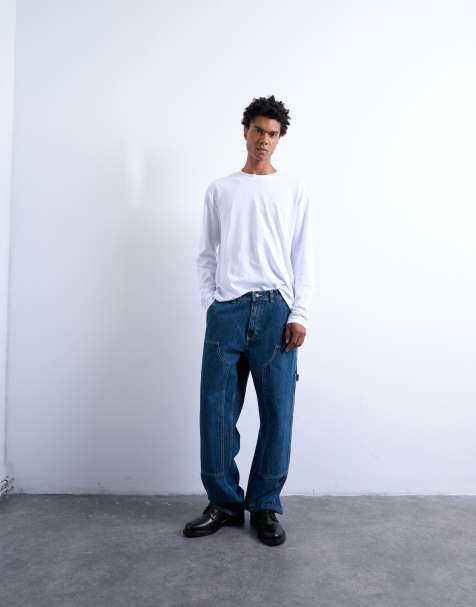 Topman baggy carpenter jean in mid wash - view 1