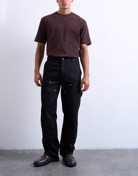Topman baggy carpenter jean in raw black - view 1