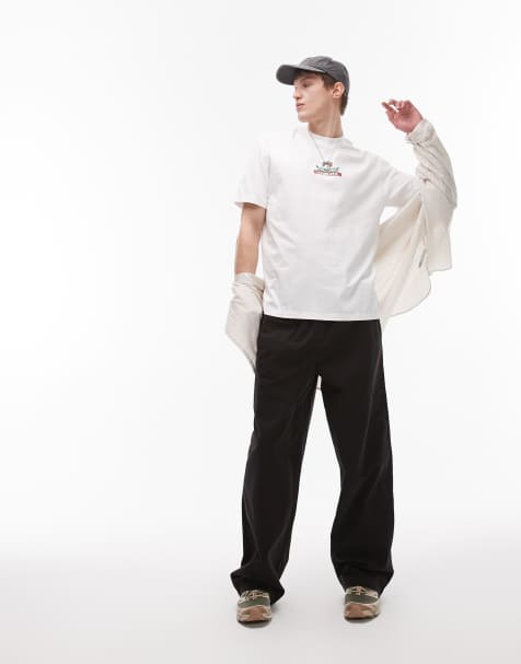 Topman - Baggy chino van keperstof in zwart - view 1