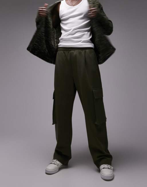 Topman baggy fit cargo jogger in khaki ASOS