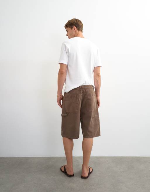 Topman Baggy-Fit Carpenter-Short in verwaschenem Braun, 4 von 5