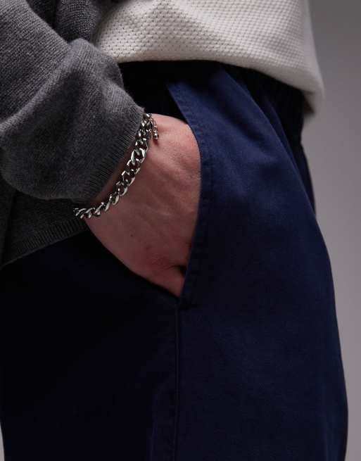 Topman baggy fit chino twill trouser in navy