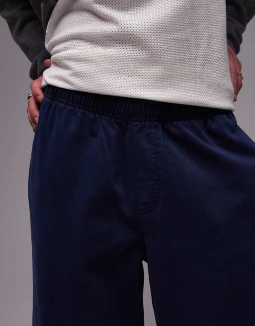 Topman baggy fit chino twill trouser in navy