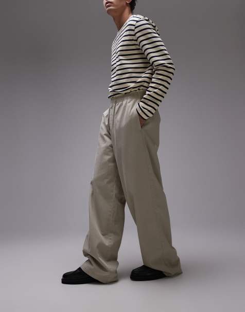 Topman baggy fit chino twill trouser in stone - view 1