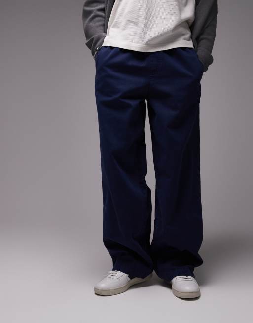 Topman – Baggy Fit Chinohose aus Twill in Marineblau, 5 von 5