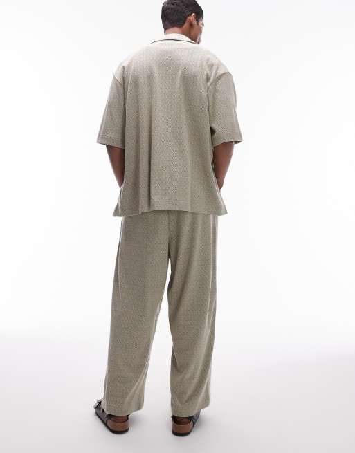  Topman baggy fit fit jogger with textured jacquard in sage, 3 of 5