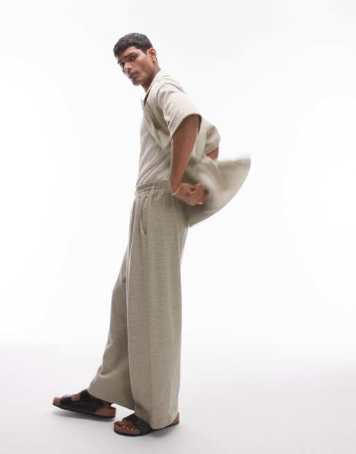  Topman baggy fit fit trackies with textured jacquard in sage