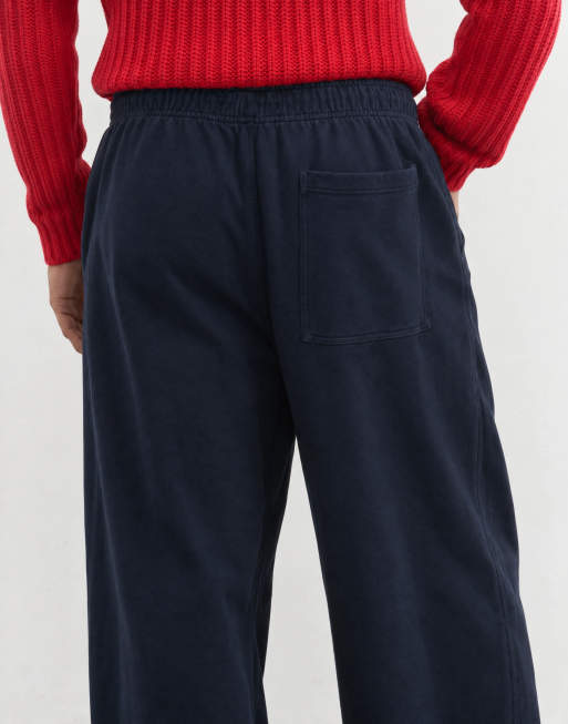 Topman baggy fit heavyweight jogger with raw hem in navy, 6 of 9