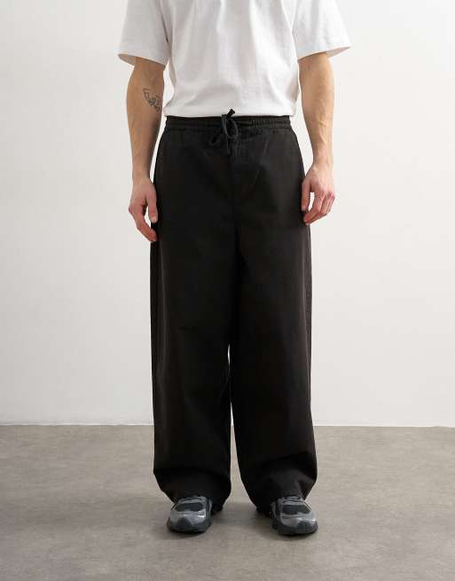 Topman baggy fit herringbone pants in black, 2 of 5