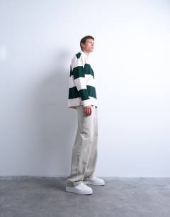 Baggy fit high waisted twill trouser in stone