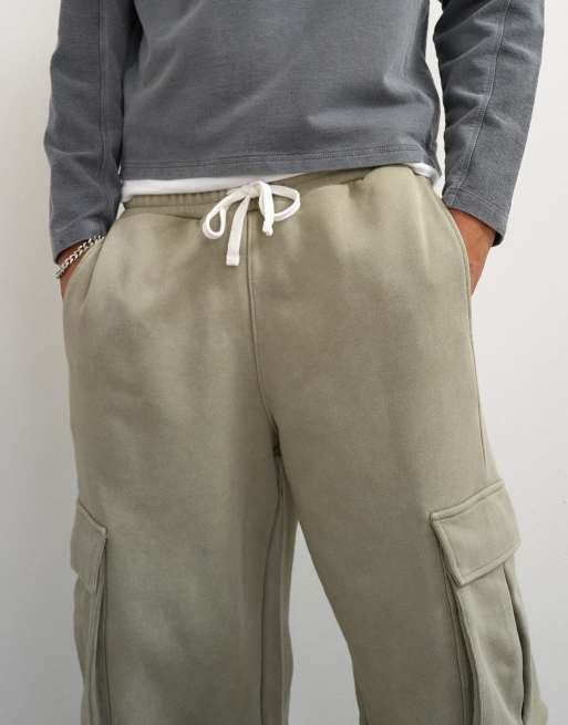 Topman baggy fit kraftiga twilljoggers med cargofickor i khaki, 2 av 5