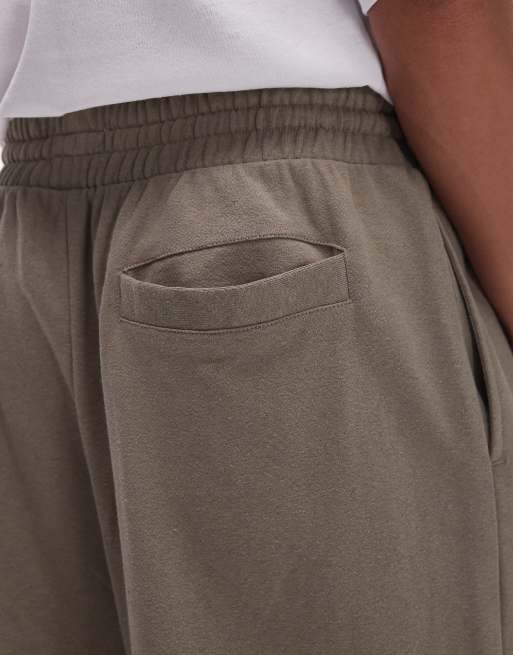 Topman baggy fit linen blend sweatpants in khaki, 2 of 5
