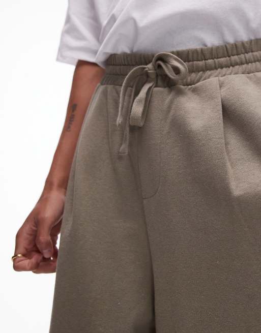 Topman baggy fit linen blend sweatpants in khaki, 4 of 5