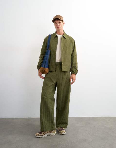 Topman baggy-fit nylon ripstop broek in groen - view 1