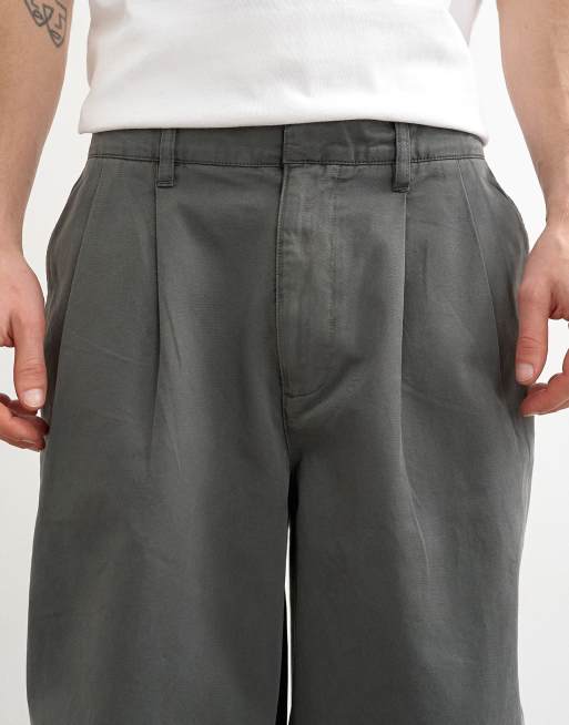 Topman baggy fit pants with pleats in khaki, 5 of 5