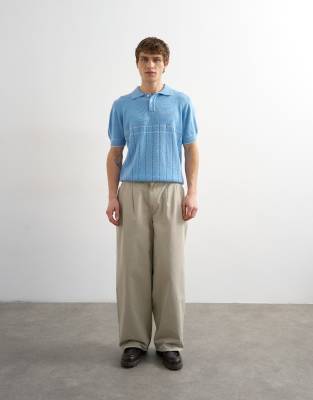 Topman Baggy Fit Pants With Pleats In Neutral