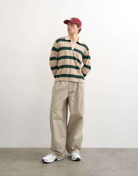 Topman baggy fit pants with pleats in stone - view 1