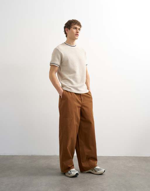 Topman baggy fit pants with side pockets in brown, 4 of 5