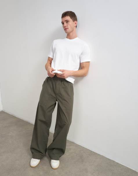 Topman baggy fit ripstop-bukser i khaki - view 1