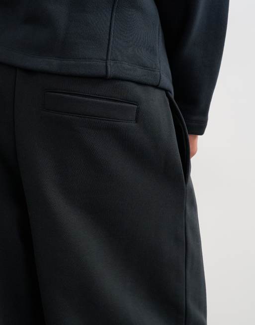 Topman baggy fit scuba-style fabric heavyweight jogger with pleats in black, 5 of 5