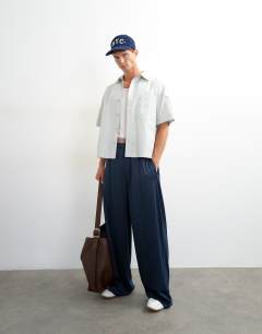 Baggy fit stripe tricot jogger in navy