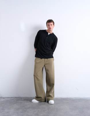 baggy fit sweatpants in khaki-Green