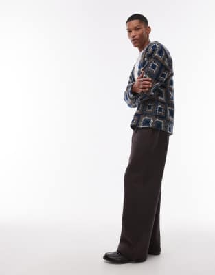 Topman Baggy Fit Textured Sweatpants In Brown