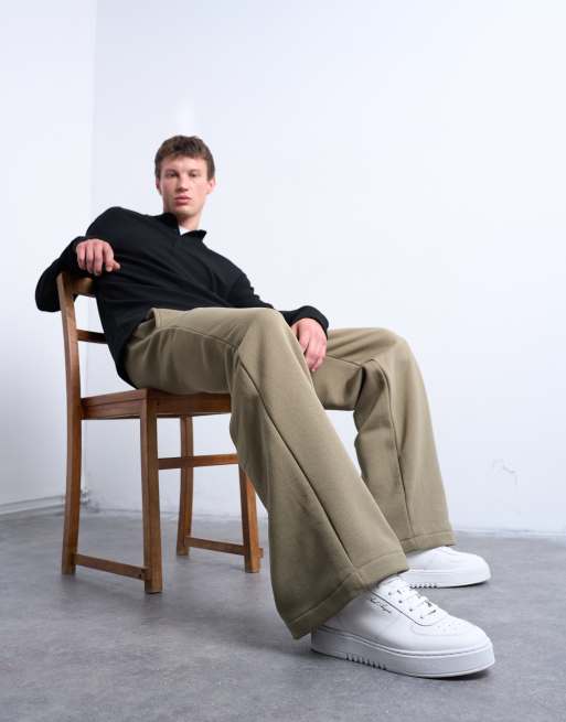 Topman baggy fit trackies in khaki, 2 of 5