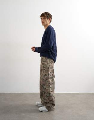 Topman Baggy Fit Twill Cargo Pants In Brown