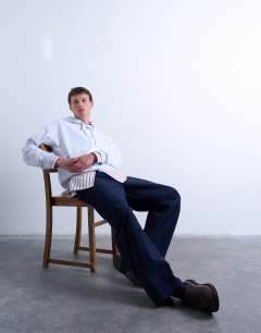 Baggy fit twill chino in navy