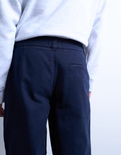 Model wearing Baggy fit twill chino in navy