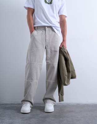 Topman Baggy Fit Twill Chino Pants In White