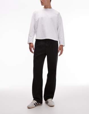 baggy fit twill pants in black